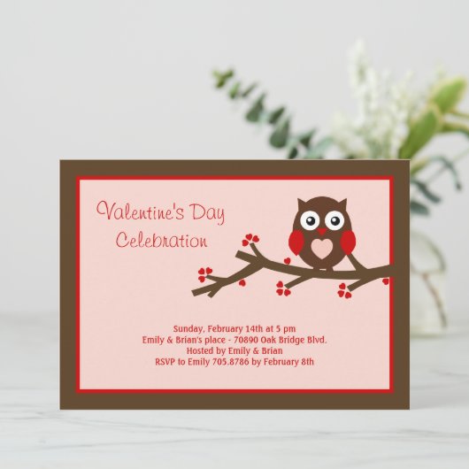 Owl Be Your Valentine's Party Invitation (Debout devant)
