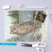 Owl Bird Snowy Forest Pinecone Number Ontkoppeling Tissuepapier (Craft)