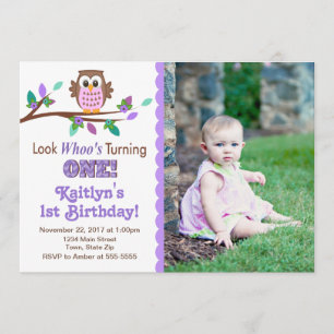 Owl Birthday Invitation 1st Birthday Party Kaart