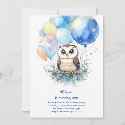 Owl Birthday Invitation Kaart (Voorkant)