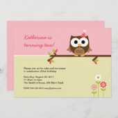 Owl Birthday Invitation Kaart (Voorkant / Achterkant)