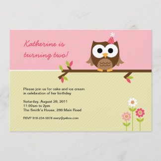 Owl Birthday Invitation Kaart