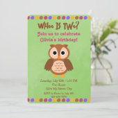 Owl Birthday Invitation Kaart (Staand voorkant)