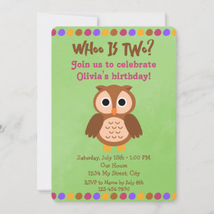 Owl Birthday Invitation Kaart