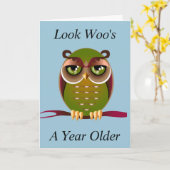 Owl Birthday Kaart (Gele Bloem)