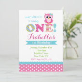 Owl Birthday Party Invitations for Girl Kaart (Staand voorkant)