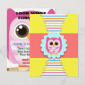 Owl Birthday Uitnodiging voor kinderen (Voorkant / Achterkant)