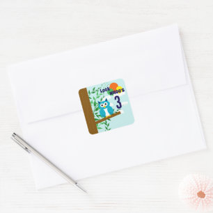 Owl Birthday Vierkante Sticker