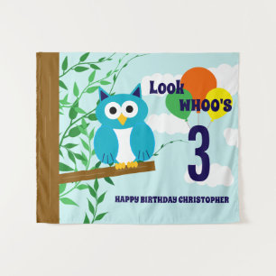 Owl Birthday Wandkleed