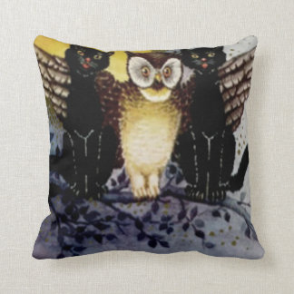 Owl Black Cat Full Moon Tree Naight Kussen