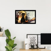 Owl Black Cat Full Moon Witch's Pet Poster (Thuiskantoor)