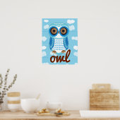 Owl Blue Poster met letter (Keuken)
