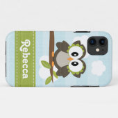 Owl Blue Stripe Case-Mate iPhone Case (Achterkant (horizontaal))