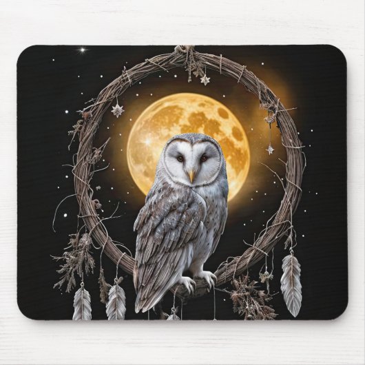 Owl Boho Dreamcatcher with Moon Mystical Muismat (Voorkant)