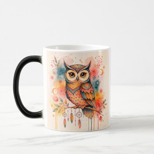 owl boho watercolor mugs (Gauche)