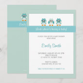Owl Boy Baby shower Uitnodiging (Voorkant / Achterkant)