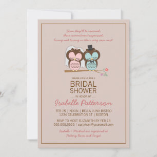 Owl Bride en Groom Sweet Bridal Shower Uitnodiging