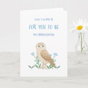 Owl Bridesmaid Proposal Card Kaart