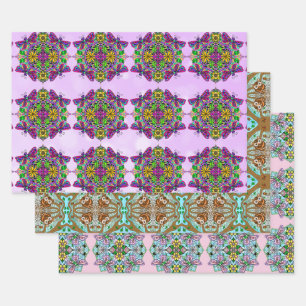 Owl, Butterfly en Dragonflies, Birthday Inpakpapier Vel