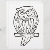 Owl Cartoon Coloring Book Page (Voorkant / Achterkant)