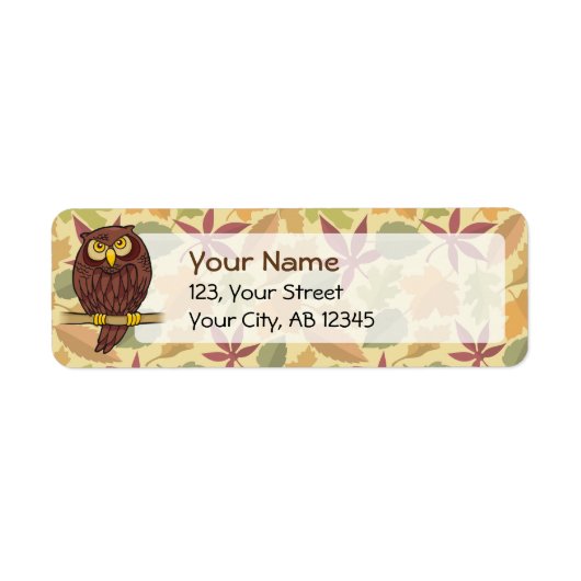 Owl Cartoon Etiket (Voorkant)