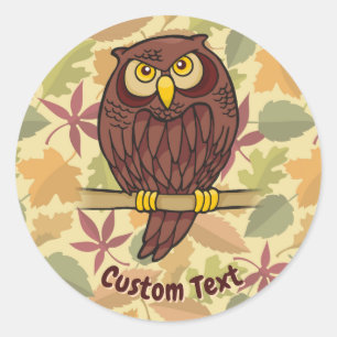 Owl Cartoon Klassic Round Sticker