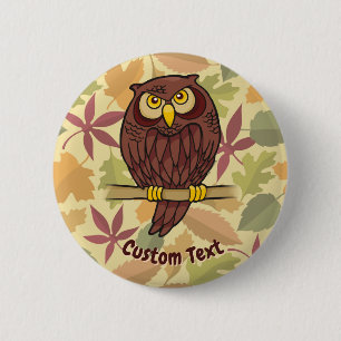 Owl Cartoon Pinback Button