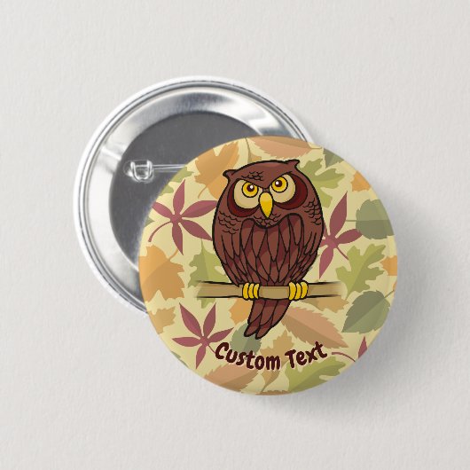Owl Cartoon Pinback Button (Voorkant /achterkant)