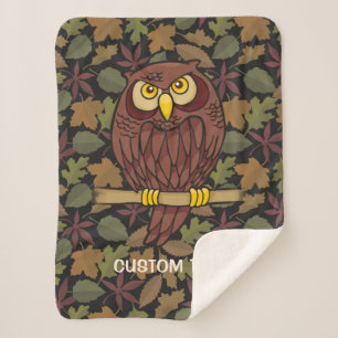 Owl Cartoon Sherpa Deken