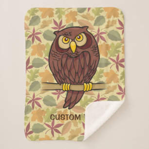 Owl Cartoon Sherpa Deken