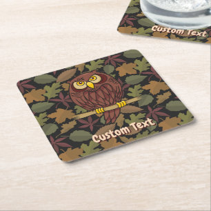 Owl Cartoon Square Paper Onderzetter