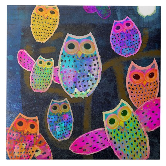Owl Ceramic Kitchen Tile Tegeltje (Voorkant)