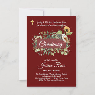 OWL Christening Invitations Baptême