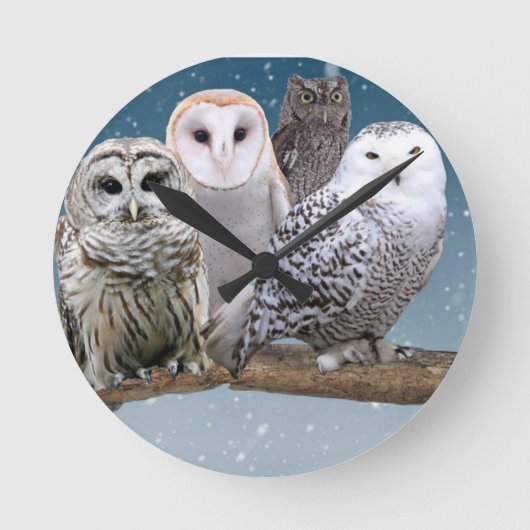 Owl Clock Ronde Klok (Voorkant)