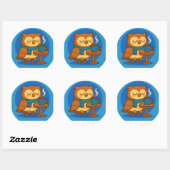 Owl Coffee Break (Blue Background) Sticker (Feuille)