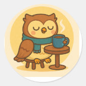 Owl Coffee Break Sticker (Devant)