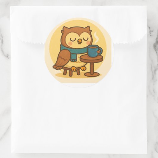 Owl Coffee Break Sticker (Sac)