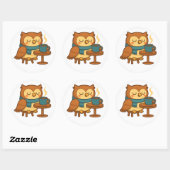 Owl Coffee Break (White Background) Sticker (Feuille)