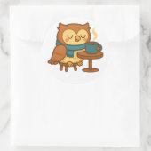 Owl Coffee Break (White Background) Sticker (Sac)