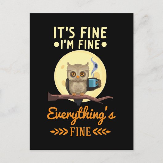 Owl Coffee Morning Crazy Bird Briefkaart (Voorkant)