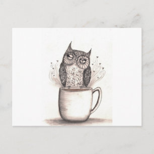 Owl Coffee Time Briefkaart
