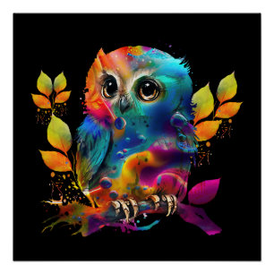 OWL COLORFUL ABSTRACT PERFECT POSTER