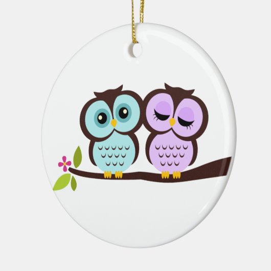 Owl Couple Keramisch Ornament (Links)