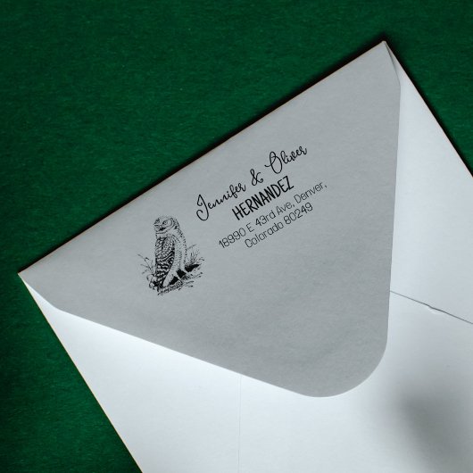  Owl Couple Return Address Rubberstempel
