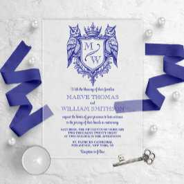 Owl Crest Royal Monogram Wedding Invitation Acryl Uitnodigingen