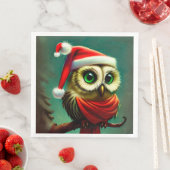  Owl Cute Rustic Kerstmis Servet (Insitu)