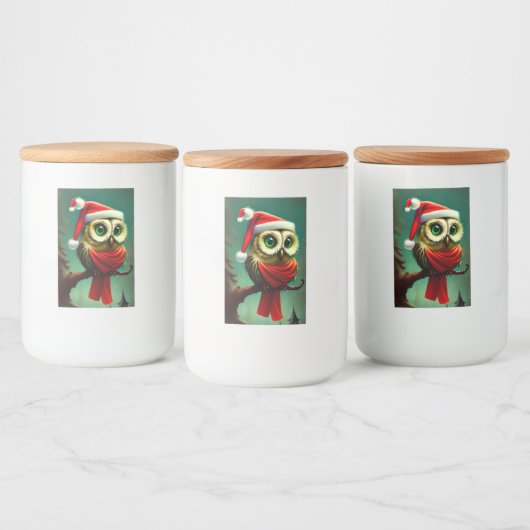 Owl Cute Rustic Kerstmis Voedselcontainer Etiket (Flessen)