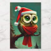  Owl Cute Rustic Kerstmis Voedselcontainer Etiket (Enkel label)