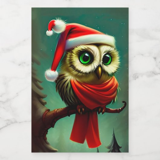  Owl Cute Rustic Kerstmis Voedselcontainer Etiket (Enkel label)