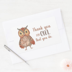 Owl Dank u Rechthoekige Sticker